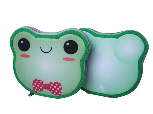 Cute Double Pocket Filled Pencil Case Frog Shaped For Kids Drawing
