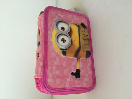 Colorful Children Pretty Pencil Cases With Three Zipper Multi Compartment
