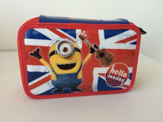 Excellent Polyester Red 3 Zip Pencil Case Boys / Girls Cute Zippered Pencil Case