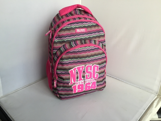 Compartment laptop boys school backpacks with printing fabric