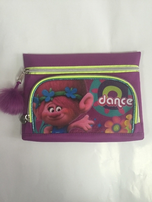 Promotional cute teenage funky pencil case zipper , custom pencil pouch 2 pocket