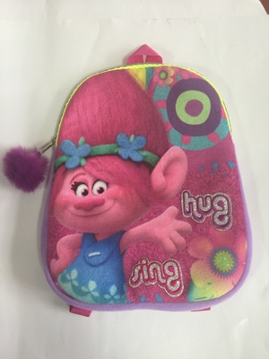 Personalized Trolls kids scholl bag for teenage boys , plush material