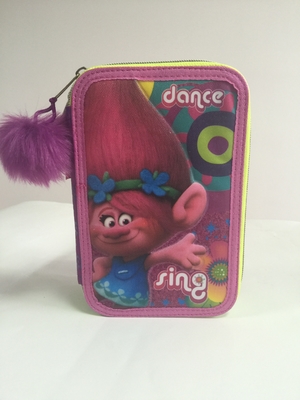 Kids Customized Big Capacity 3 Part Pencil Cases Full With Stationeries